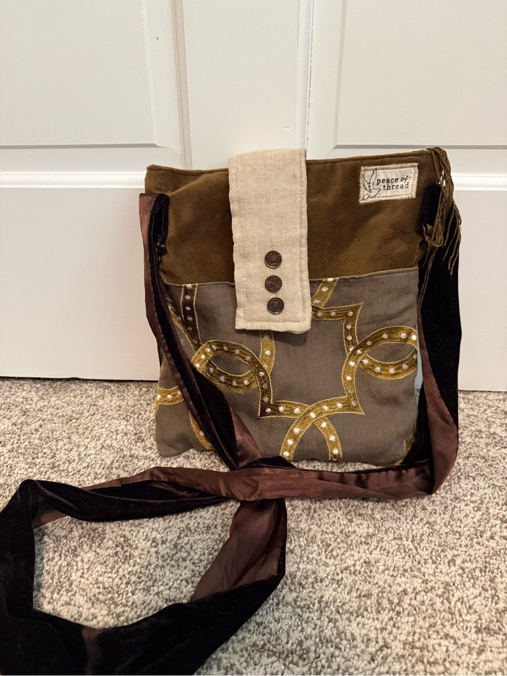 One of a kind Peace of thread handmade bag.